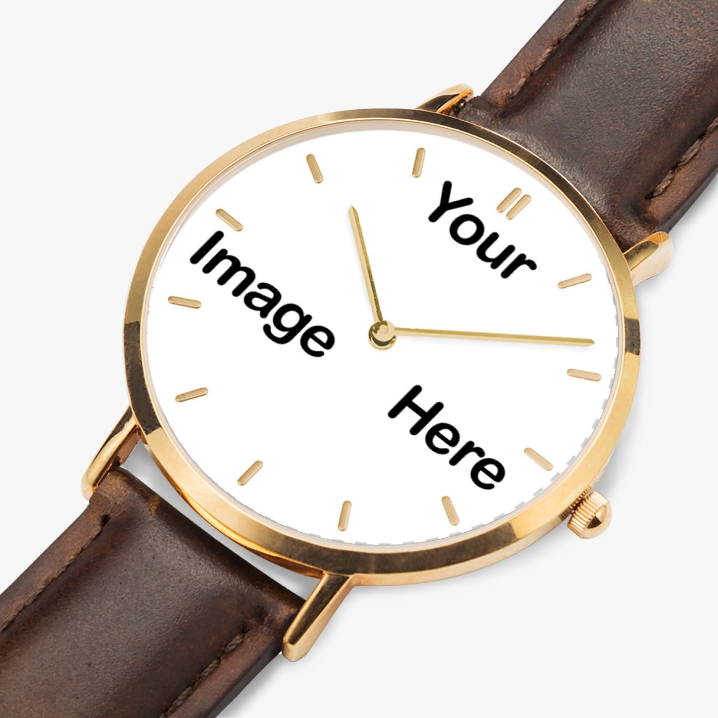Personalized Photo Hot Selling Ultra-Thin Leather Strap Quartz Watch (Rose Gold With Indicators)