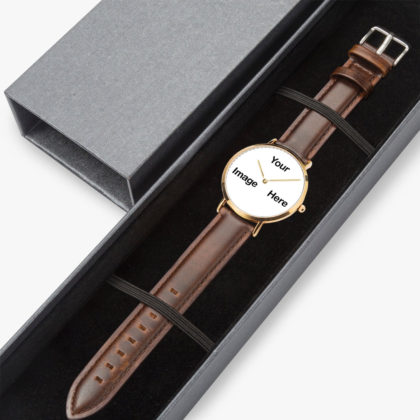 Personalized Photo Hot Selling Ultra-Thin Leather Strap Quartz Watch (Rose Gold)