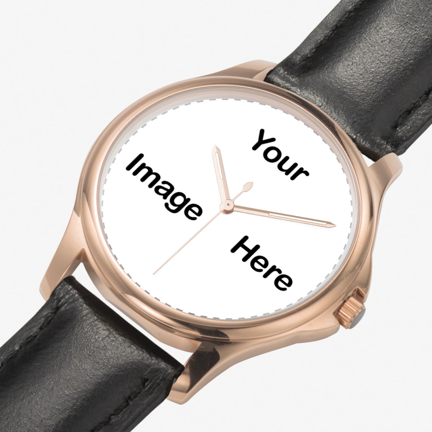 Personalized Photo Stylish Classic Leather Strap Quartz Watch (Rose Gold)