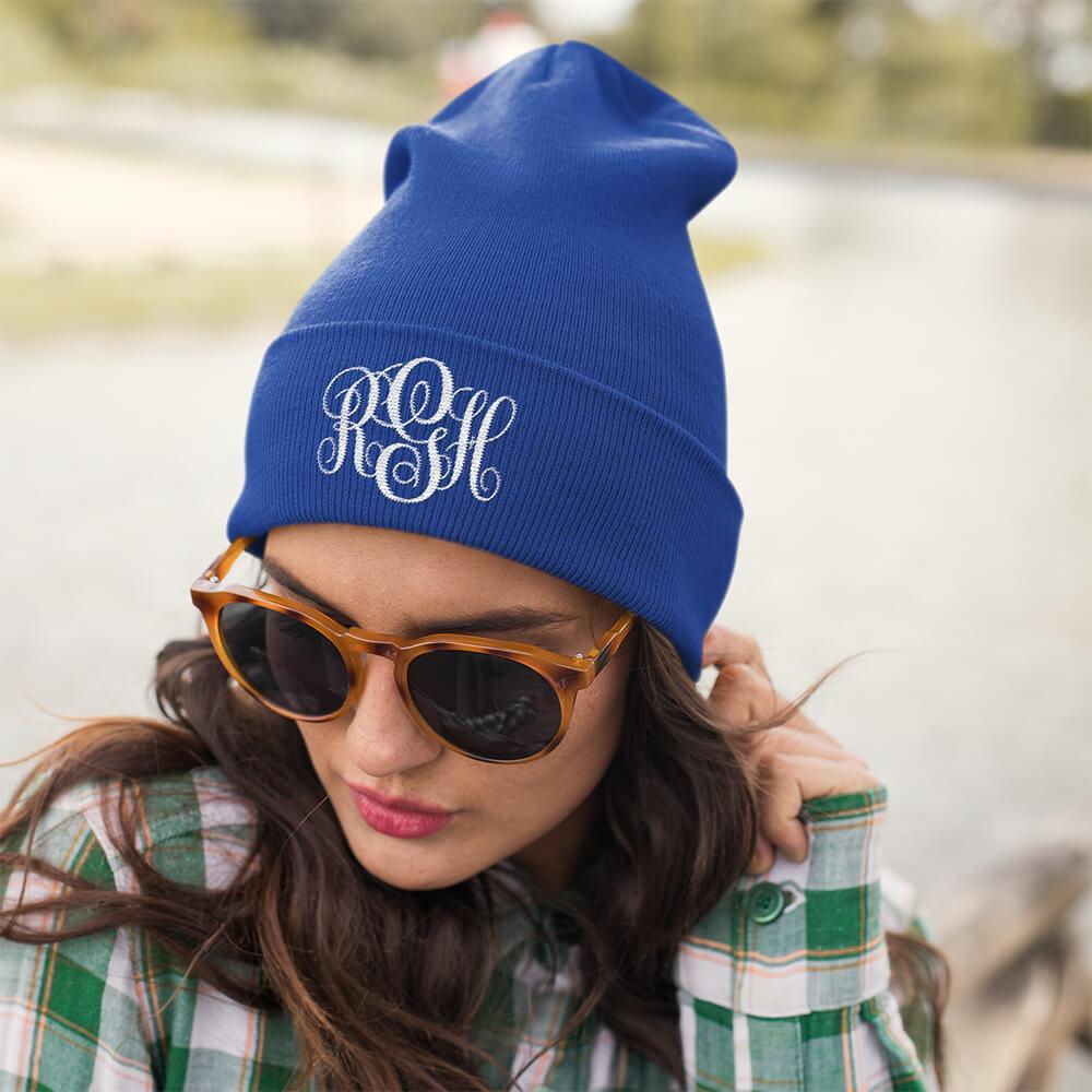 Custom Embroidery Beanie Hat - Decorative Monogram