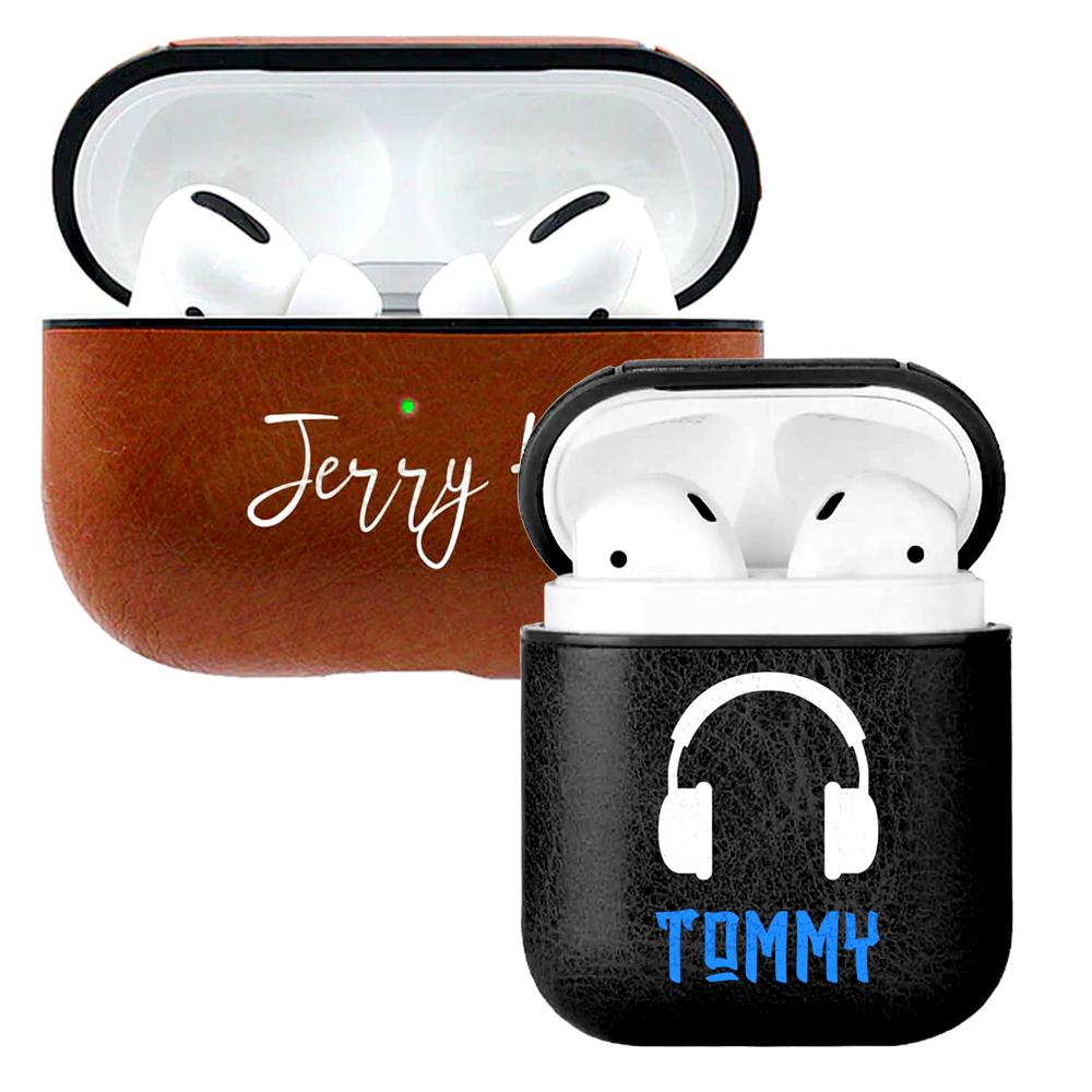 Personalized Faux Leather Airpod Case