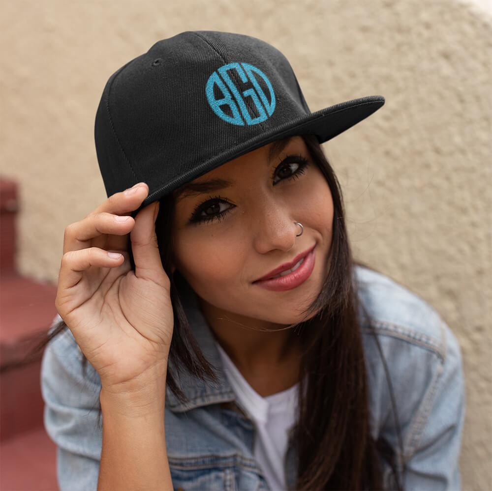 Personalized Embroidery Snapback Hat - Round Monogram