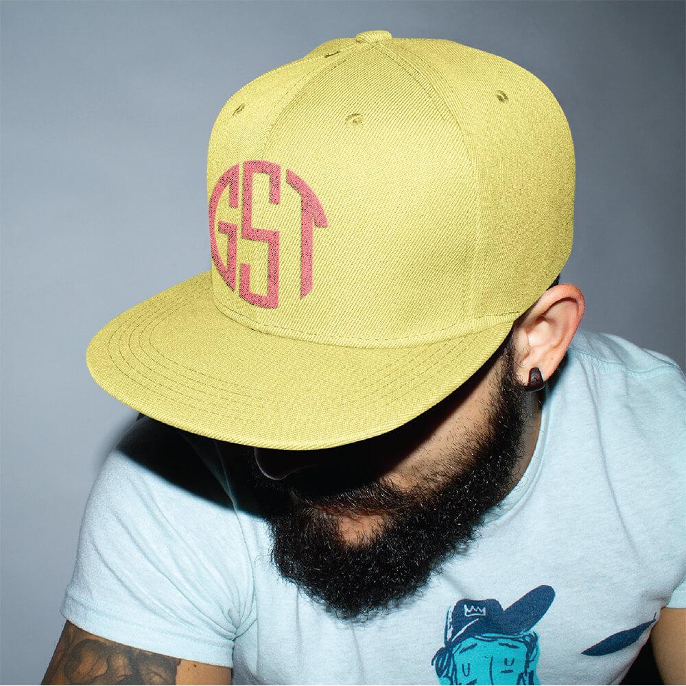 Personalized Embroidery Snapback Hat - Round Monogram