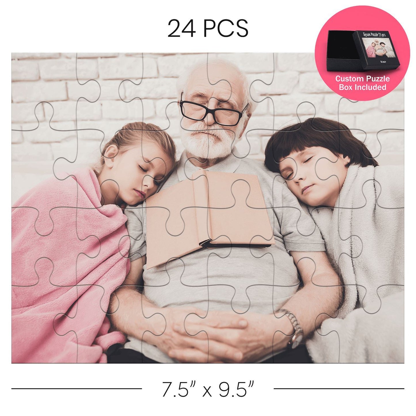 Personalized Rectangle Jigsaw Puzzle 24 pcs Custom Box