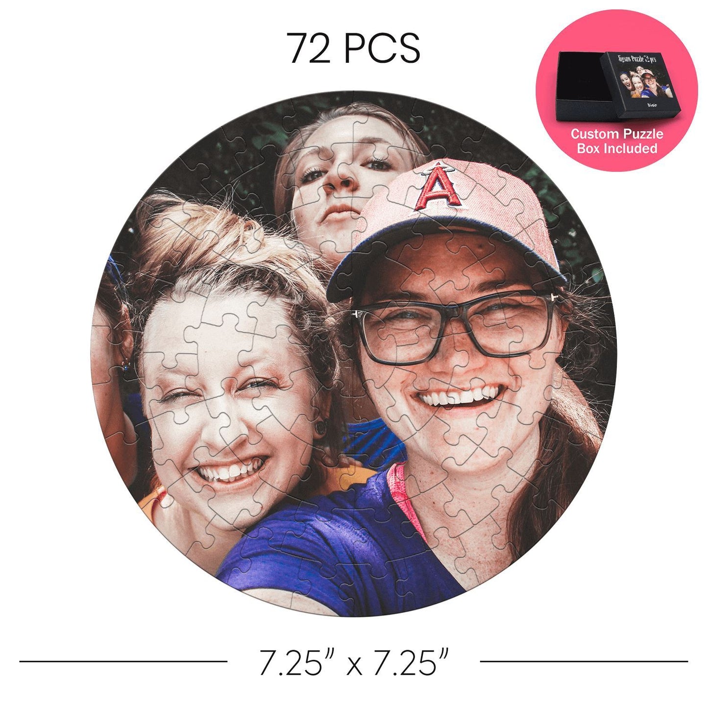 Personalized Round Jigsaw Puzzle 72pcs Custom Box