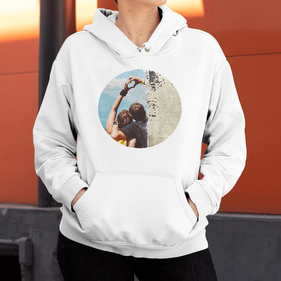 Personalized Unisex Sequin Hoodie (Circle)