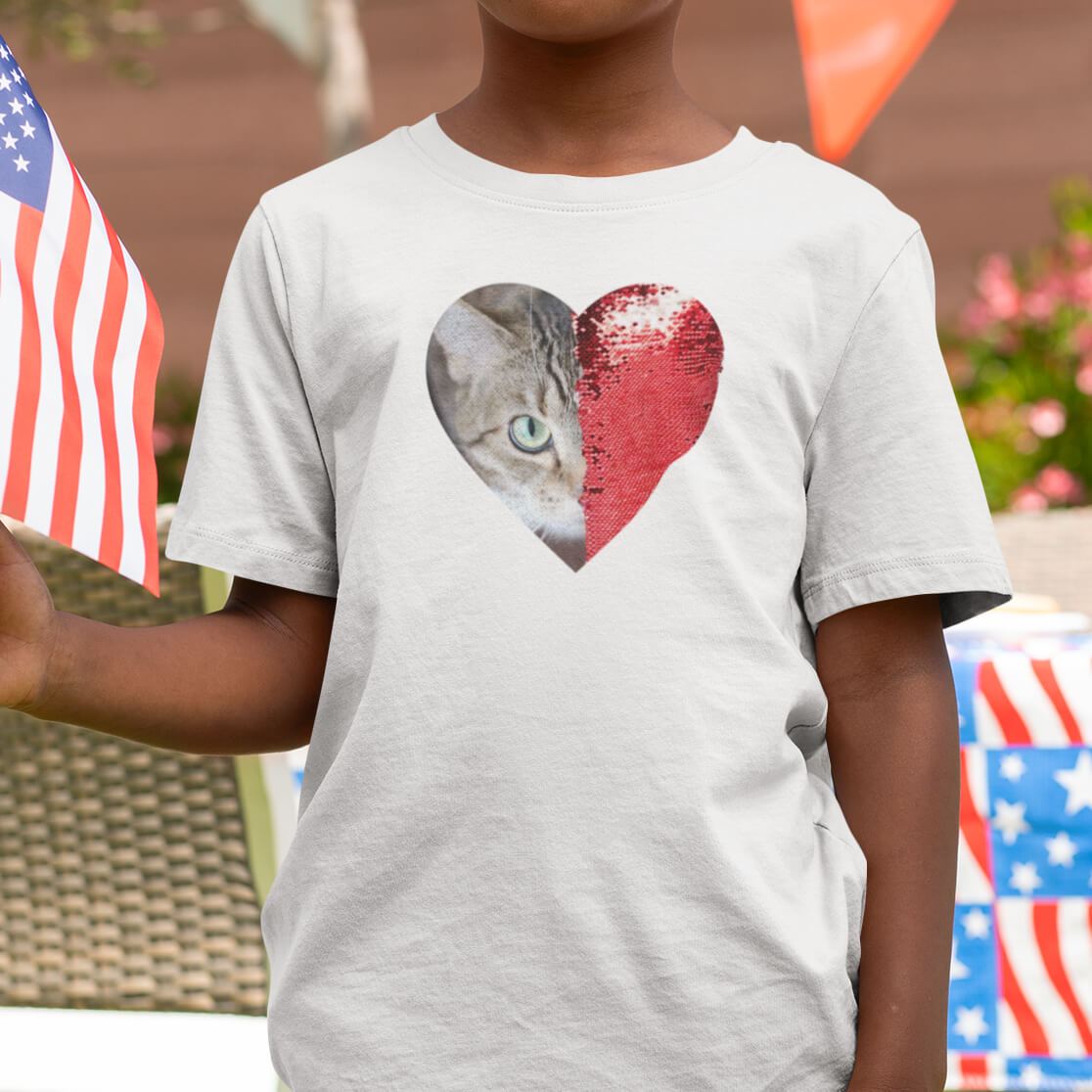 Personalized Sequin Kids T-Shirts (Heart - Double Print)
