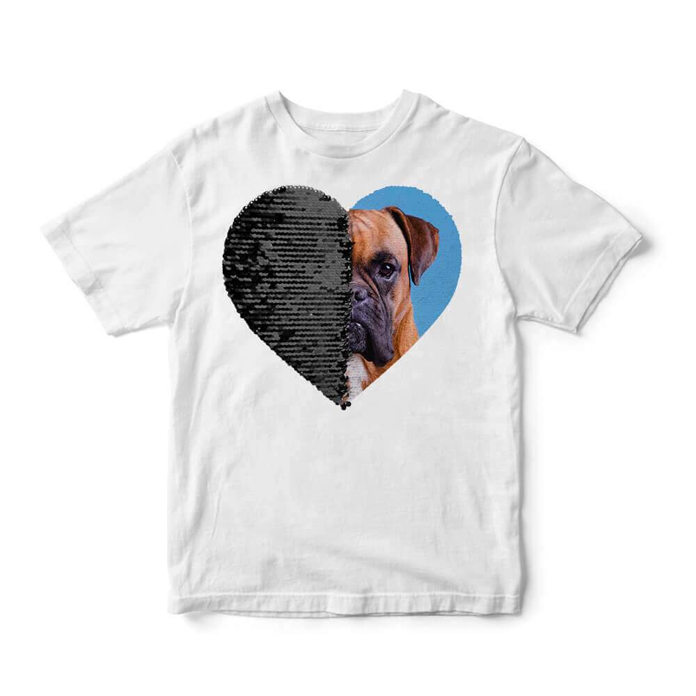 Personalized Sequin Kids T-Shirts (Heart - Double Print)