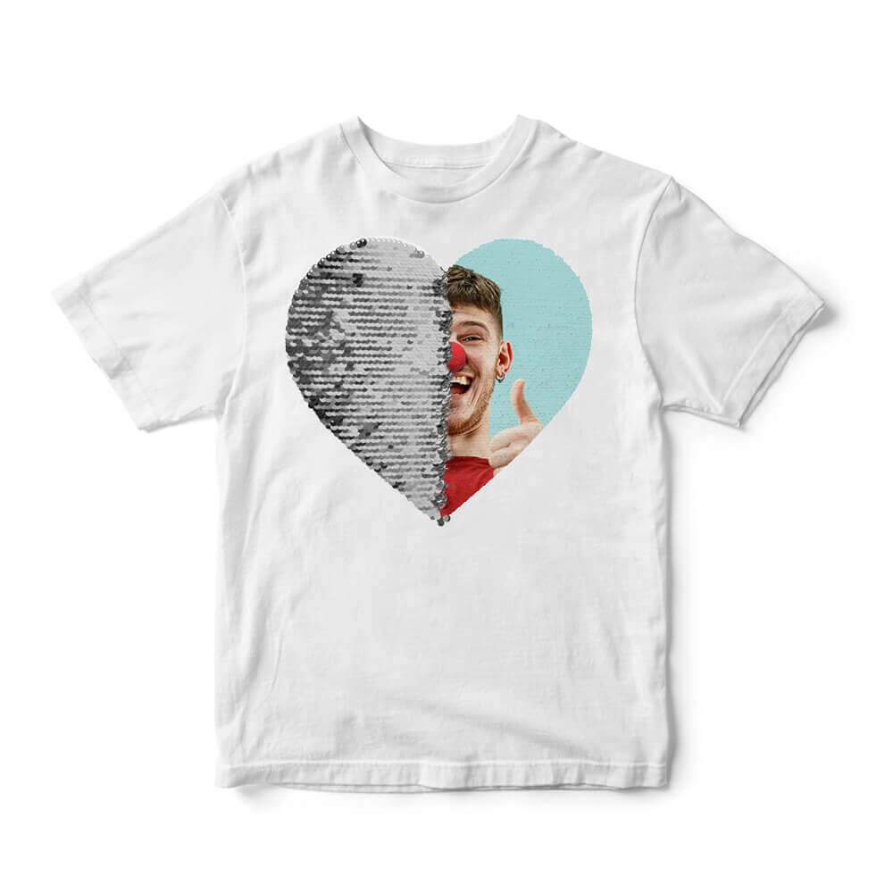 Personalized Sequin Kids T-Shirts (Heart - Double Print)