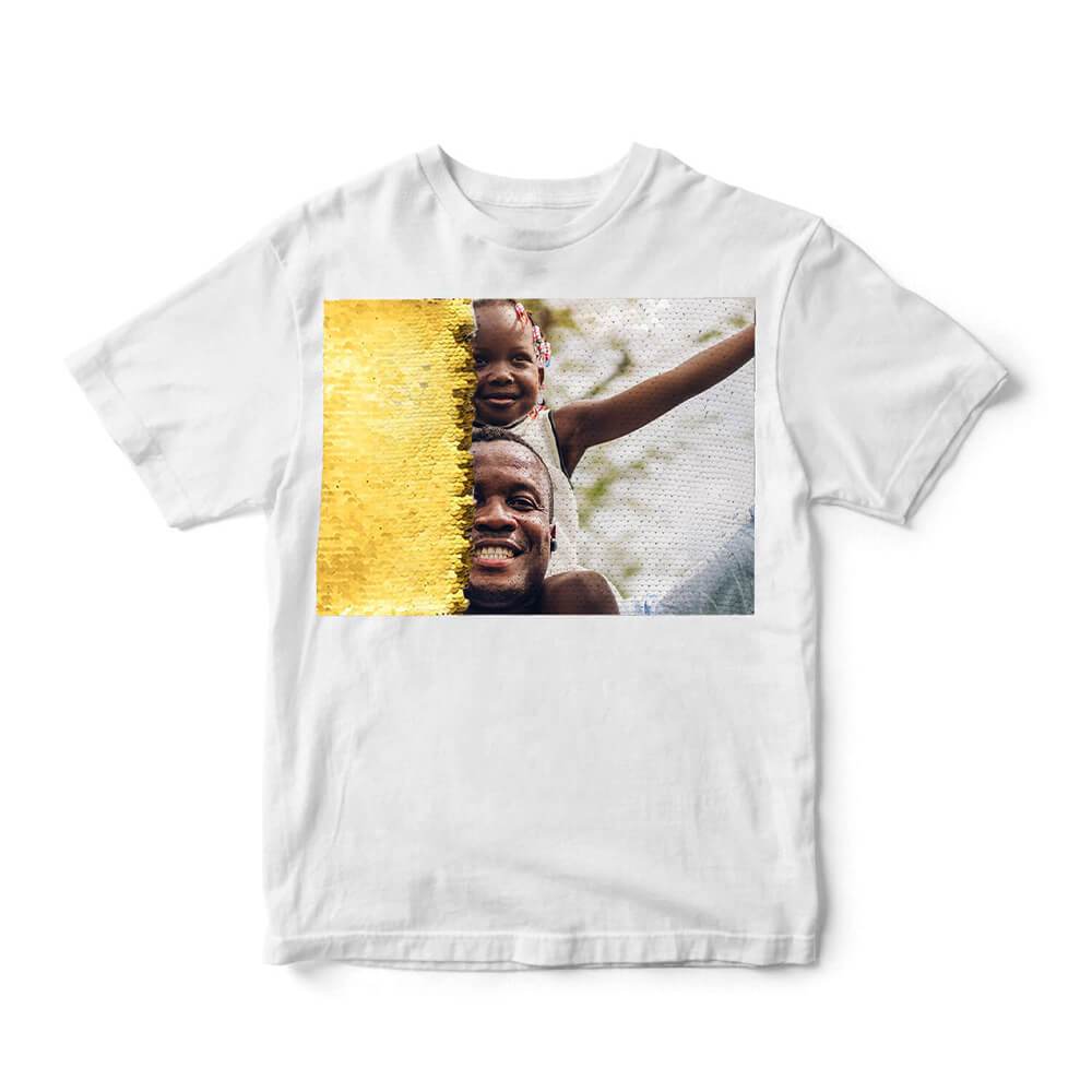Personalized Sequin Kids T-Shirts (Rectangle - Double Print)