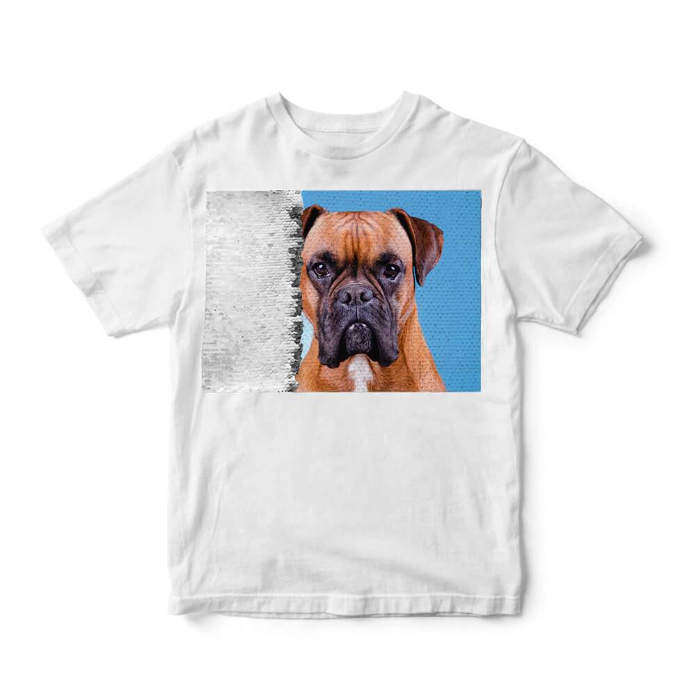 Personalized Sequin Kids T-Shirts (Rectangle - Double Print)