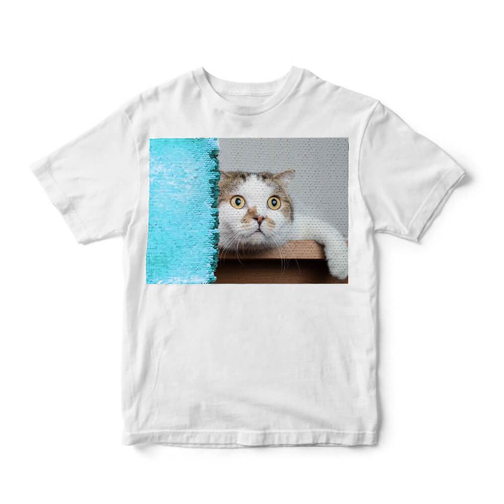 Personalized Sequin Kids T-Shirts (Rectangle - Double Print)