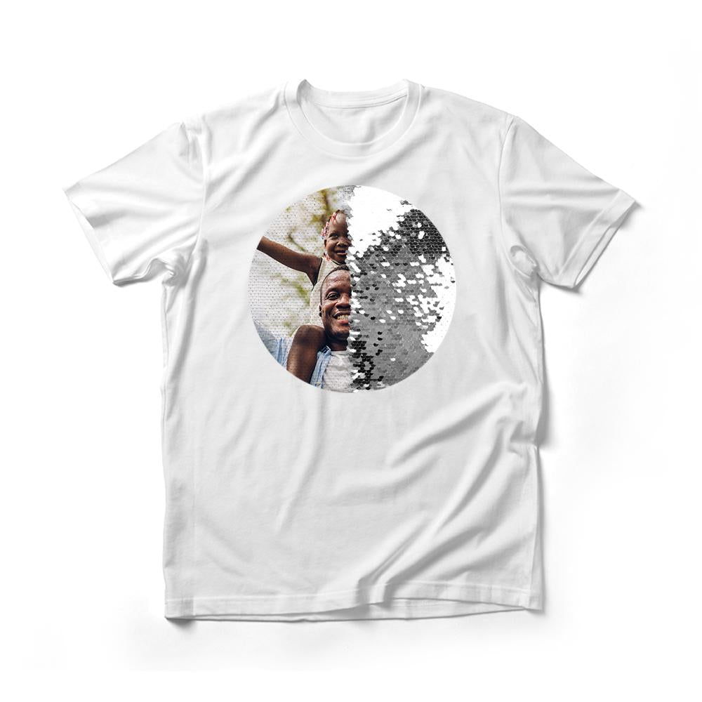 Personalized Sequin Men T-Shirts (Circle - Double Print)