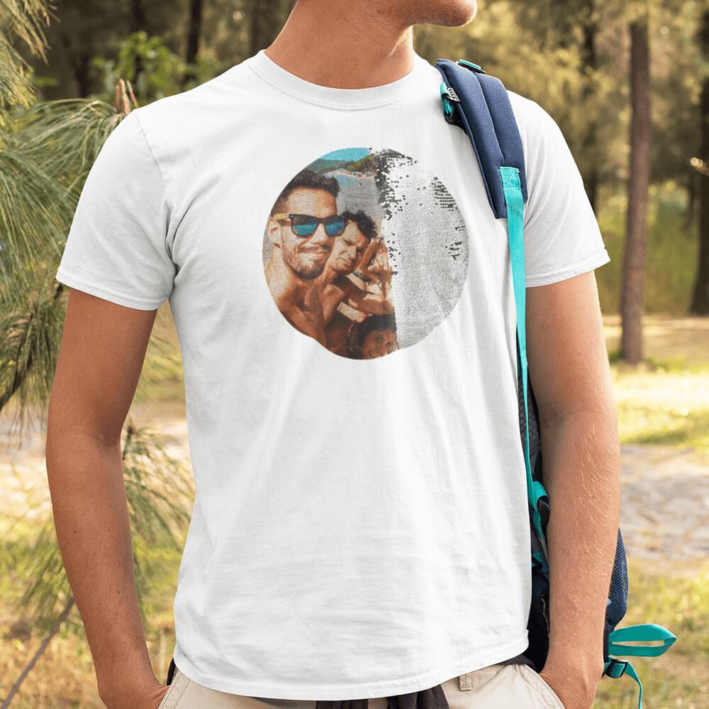 Personalized Sequin Men T-Shirts (Circle - Double Print)