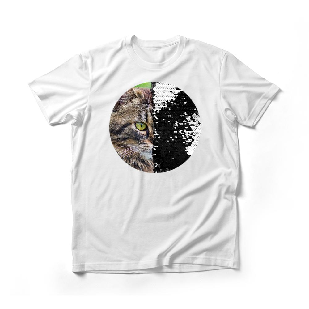 Personalized Sequin Men T-Shirts (Circle - Double Print)