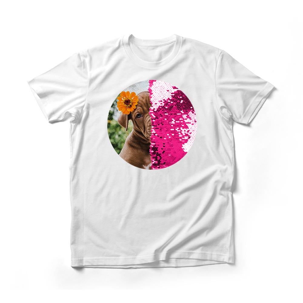 Personalized Sequin Men T-Shirts (Circle - Double Print)