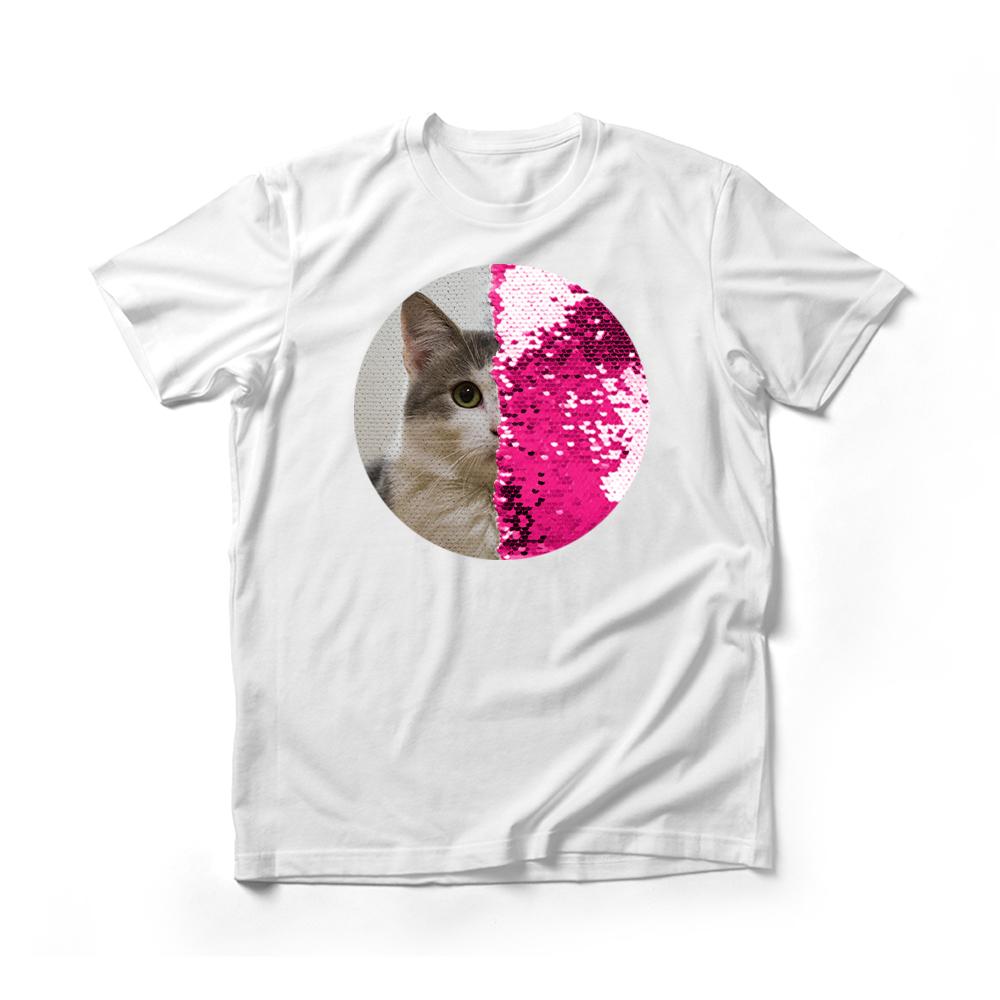 Personalized Sequin Men T-Shirts (Circle - Double Print)