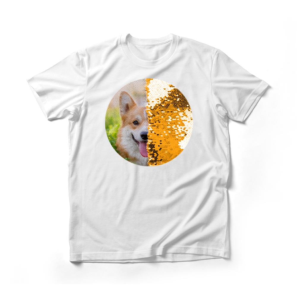 Personalized Sequin Men T-Shirts (Circle - Double Print)