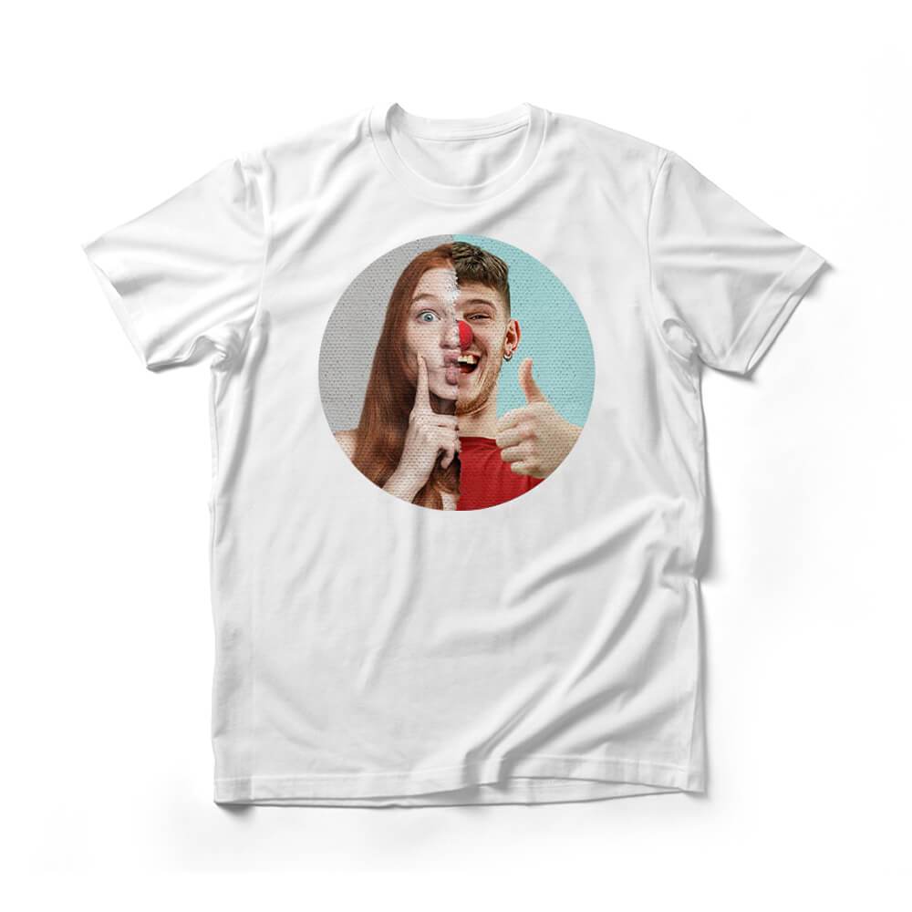 Personalized Sequin Men T-Shirts (Double Sided - Double Print)