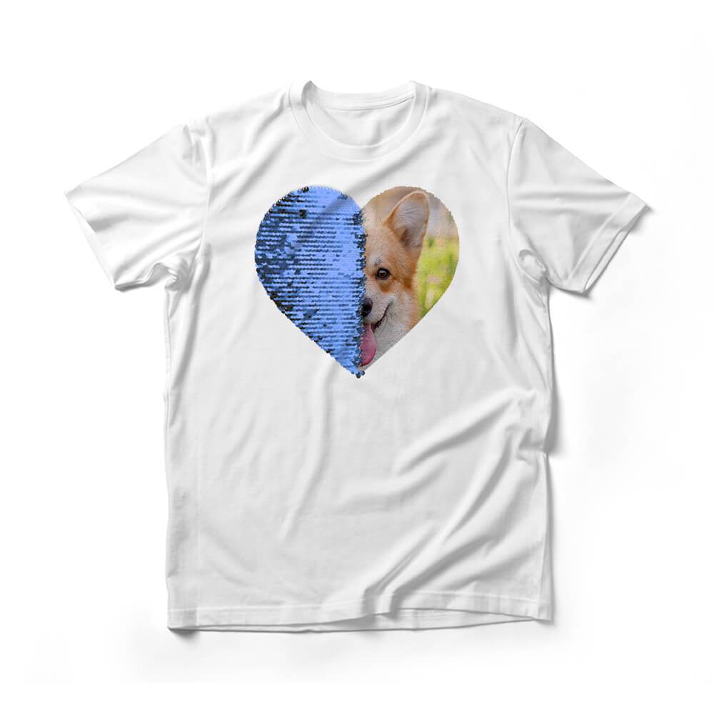 Personalized Unisex Sequin T-Shirts (Heart) Double Print