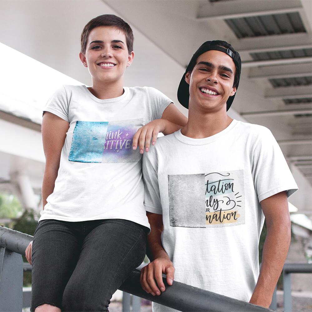 personalized Sequin Unisex T-Shirts (Rectangle - Double Print)
