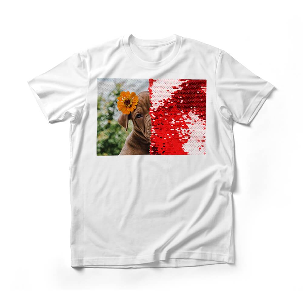 personalized Sequin Unisex T-Shirts (Rectangle - Double Print)