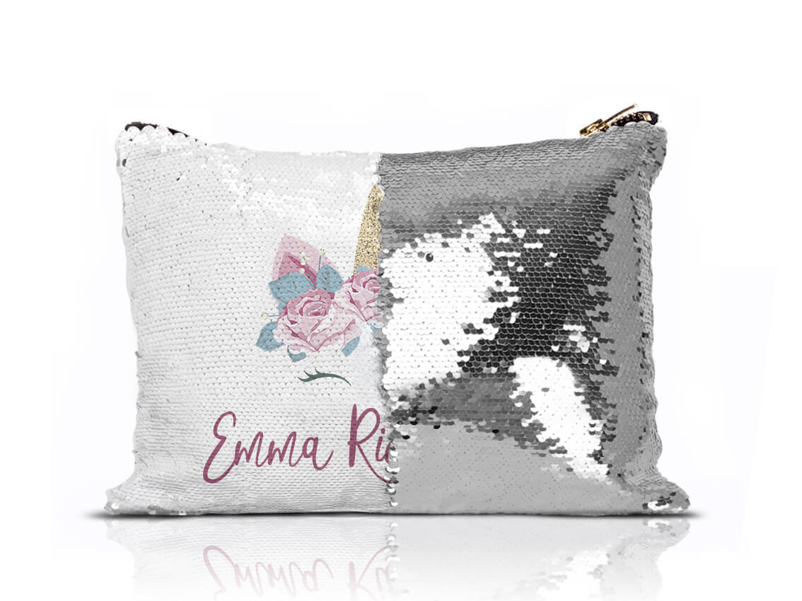 Personalized Unicorn Sequin Pencil Case