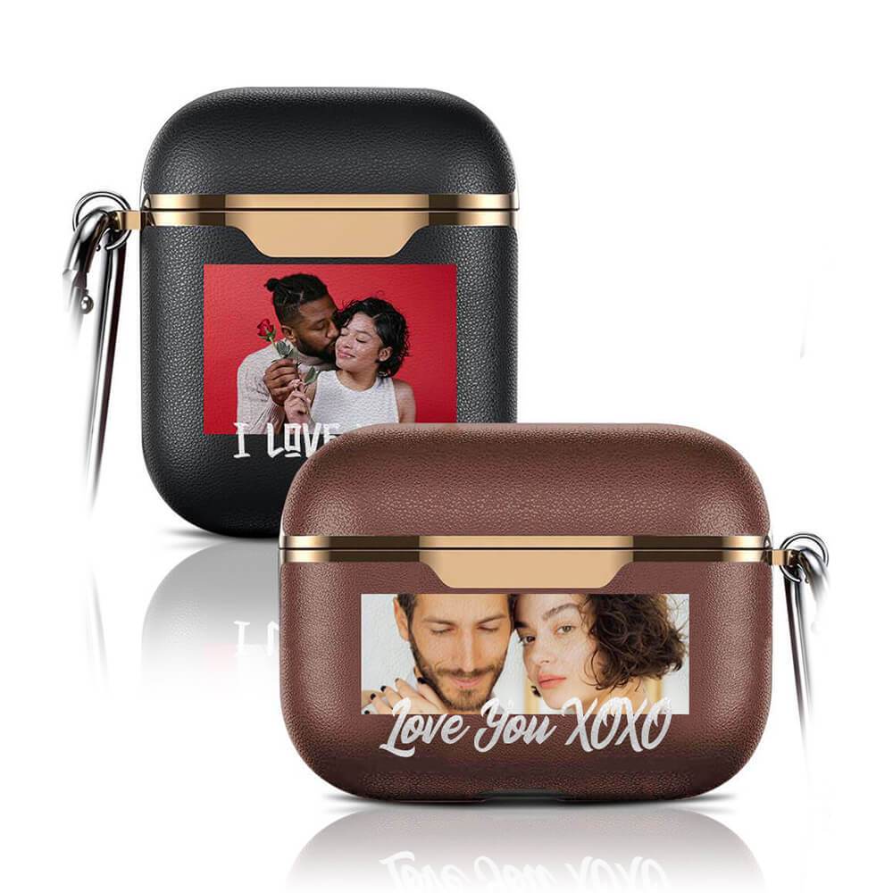 Personalzed Photo Electroplated Leather Airpod Case