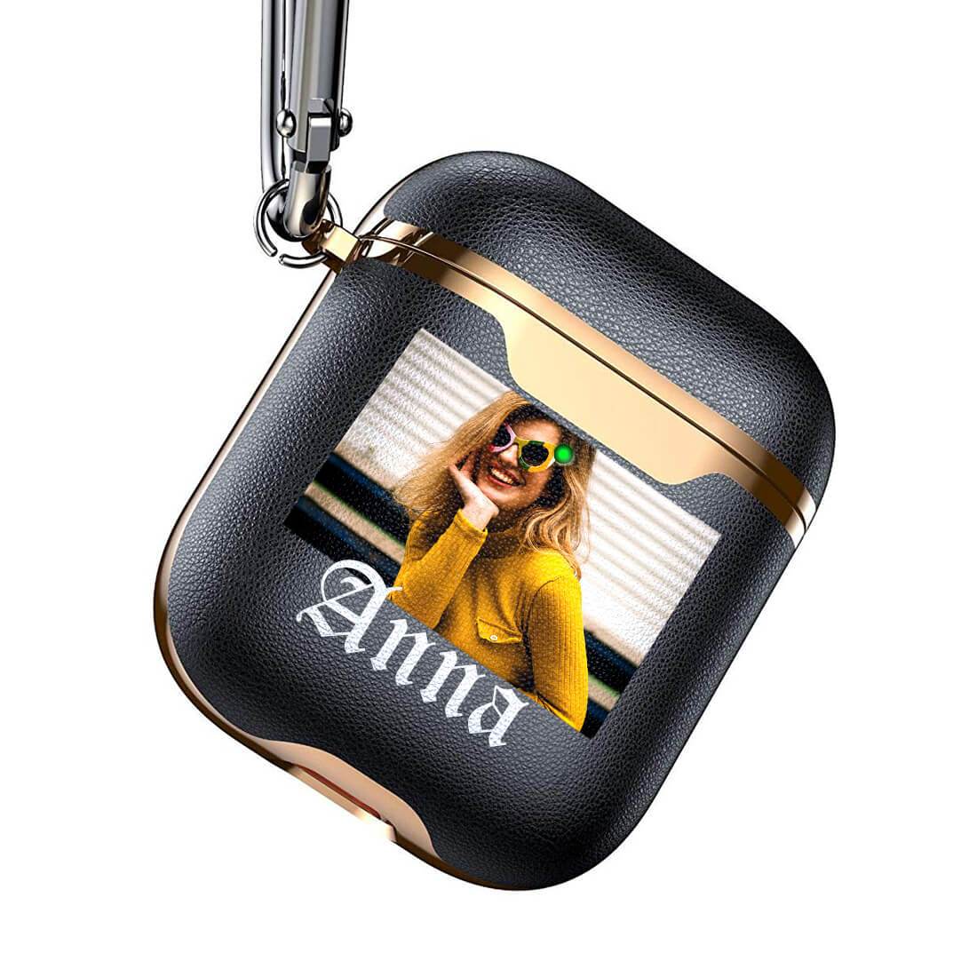 Personalzed Photo Electroplated Leather Airpod Case