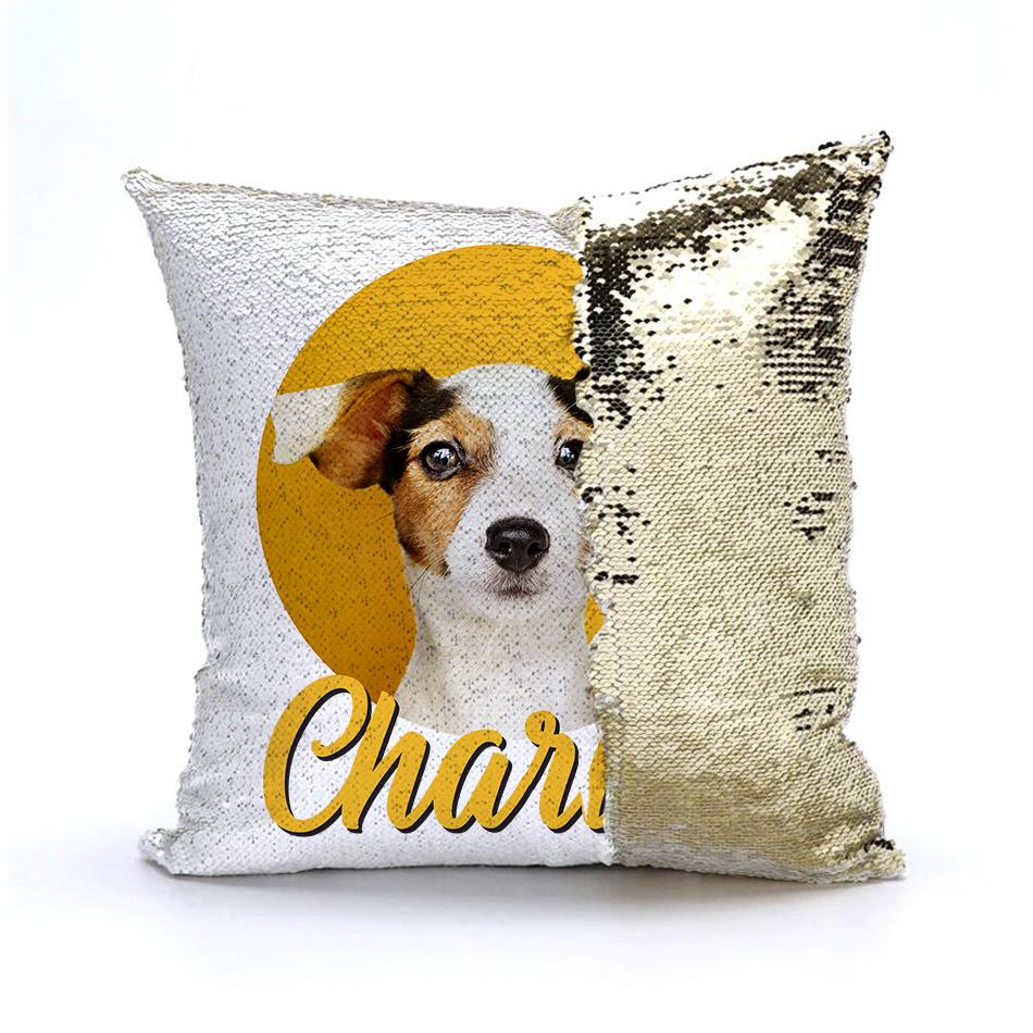 Personalized Pet Portrait Reversible Sequin Pillow & Insert