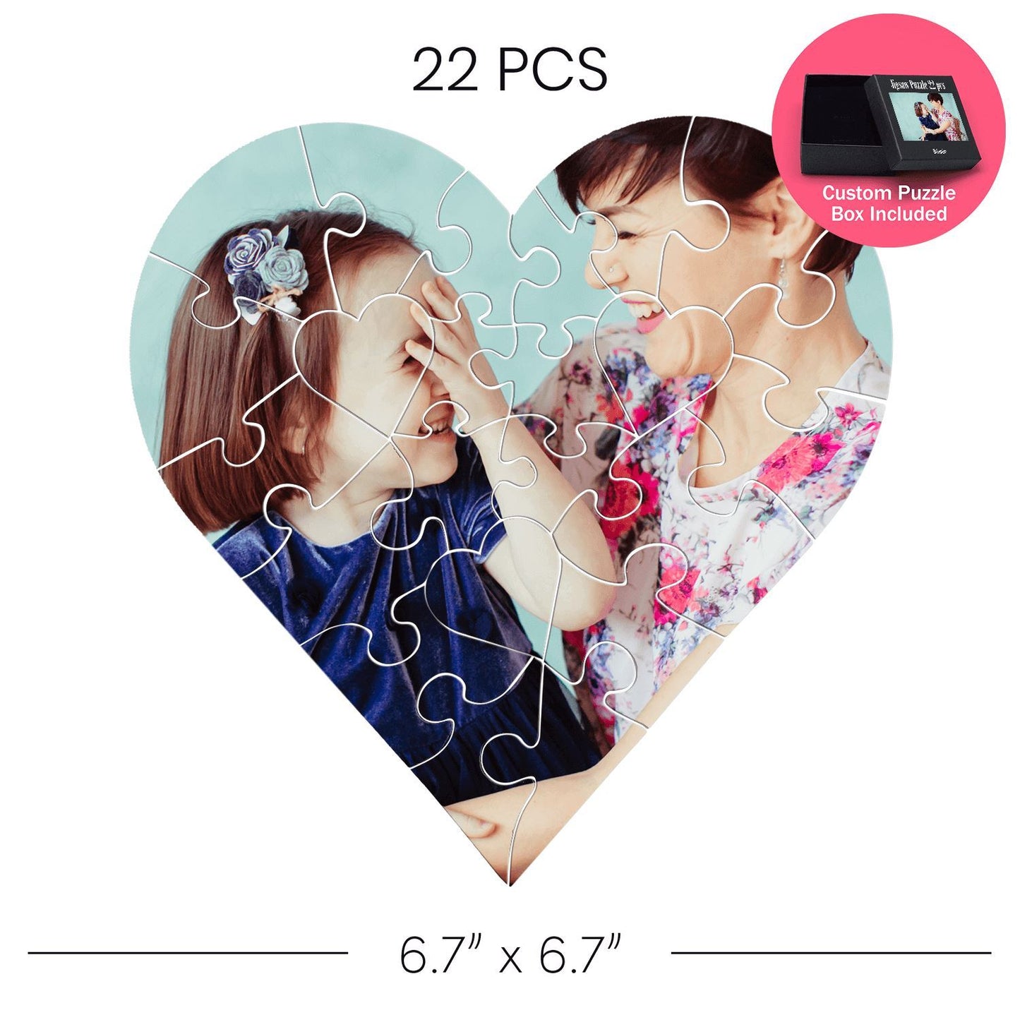 Heart Shaped Jigsaw Puzzle 22 pcs In Custom Box