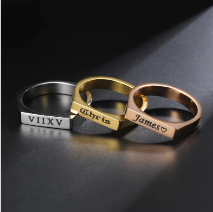 Engraved Stainless Steel Name Ring
