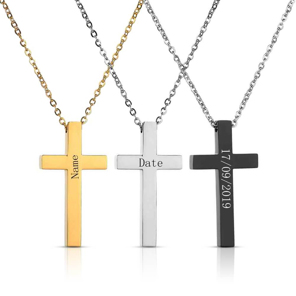 Engraved Christian Cross Necklace
