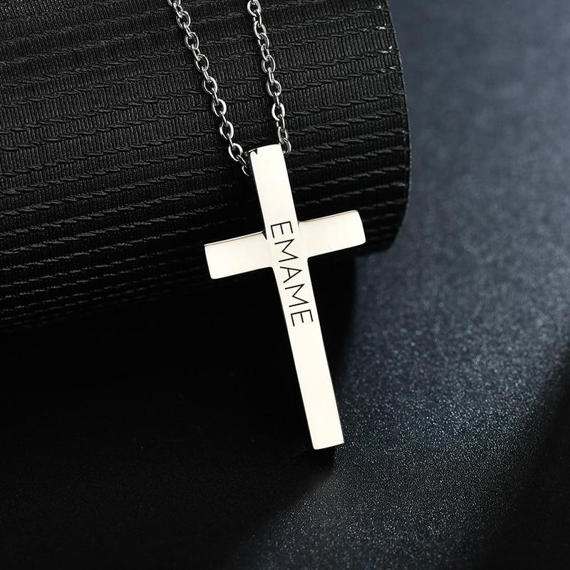 Engraved Christian Cross Necklace