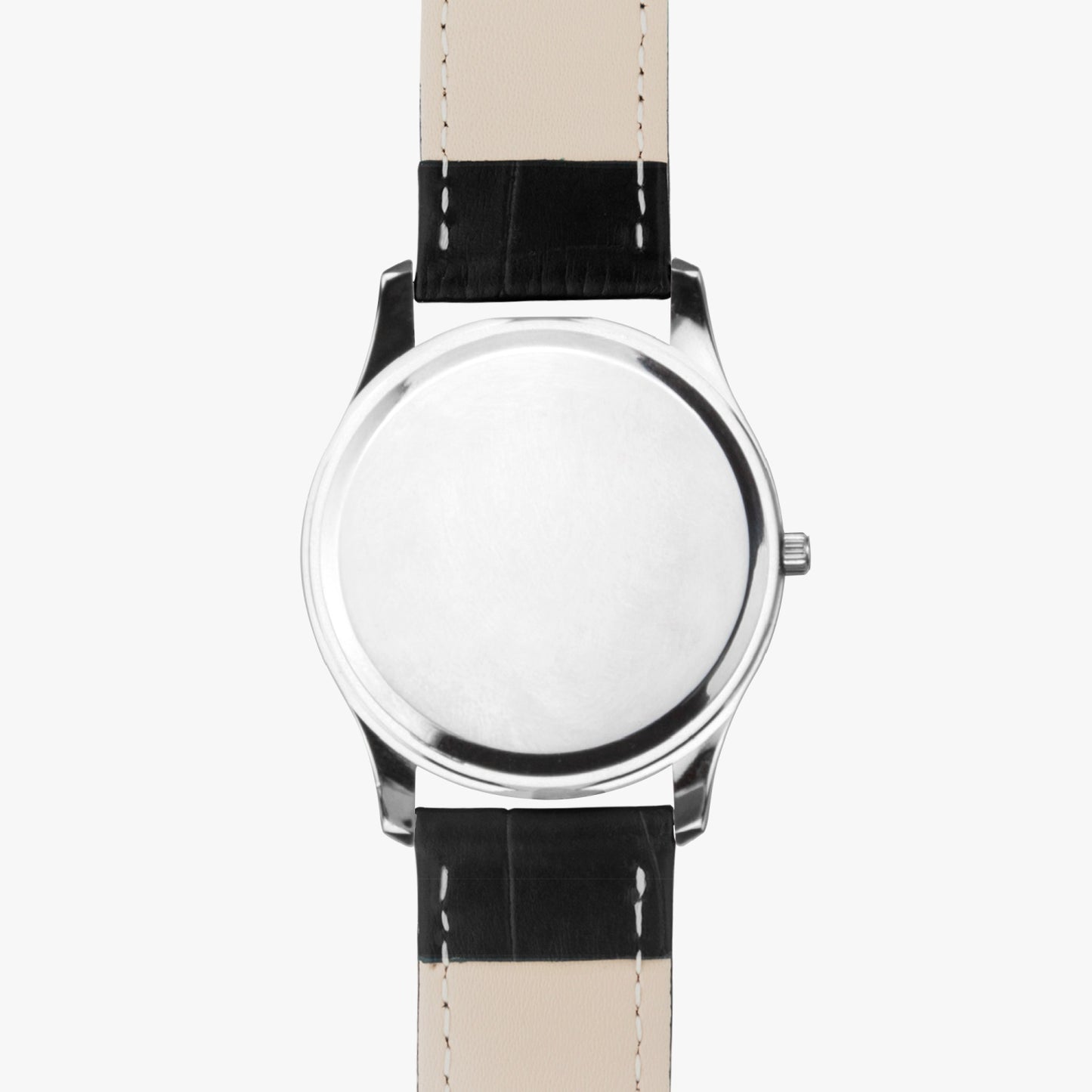 Personalized Photo Stylish Leather Strap Classic Quartz Watch (Silver)