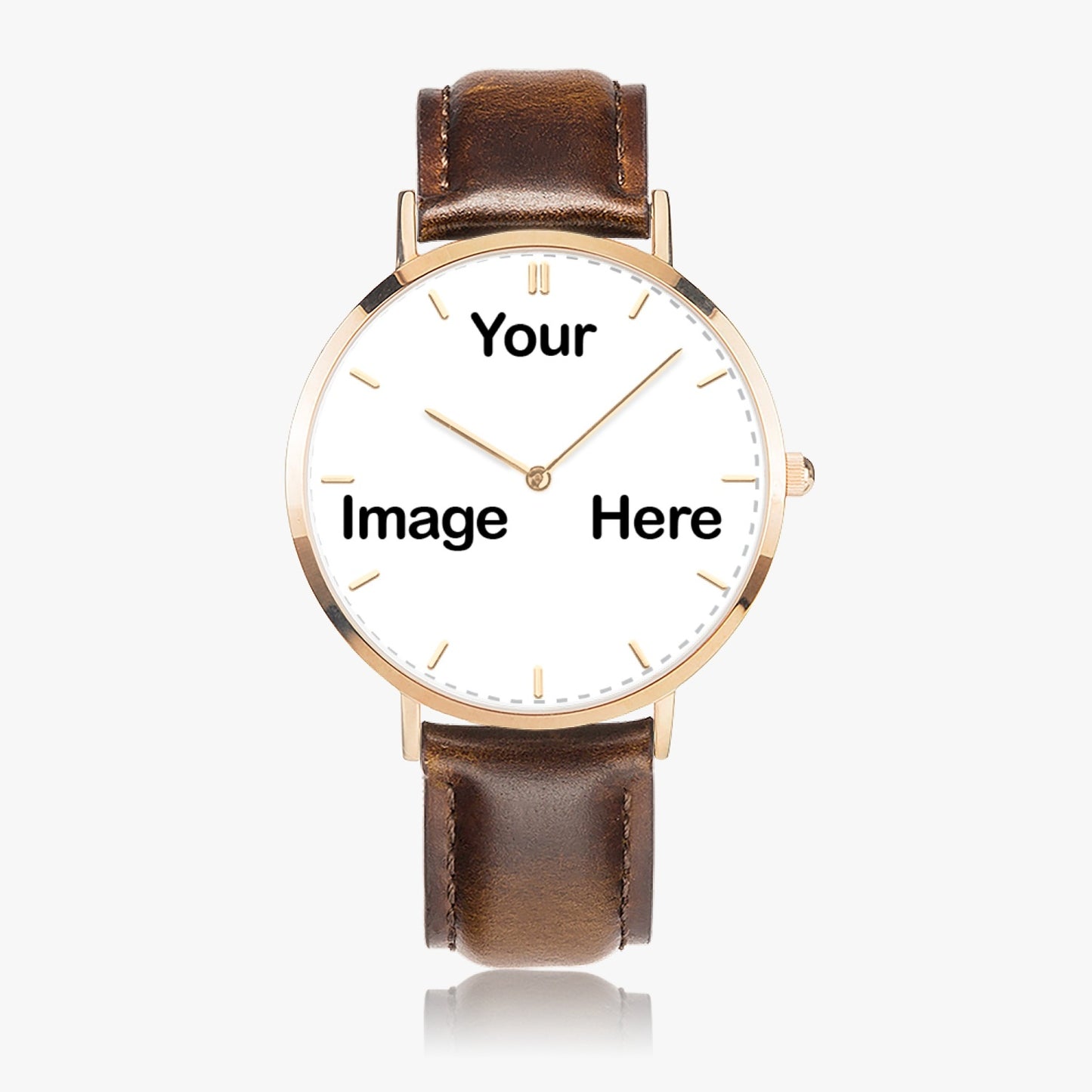 Personalized Photo Hot Selling Ultra-Thin Leather Strap Quartz Watch (Rose Gold With Indicators)