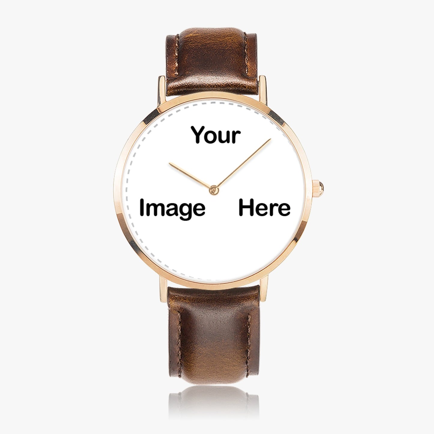 Personalized Photo Hot Selling Ultra-Thin Leather Strap Quartz Watch (Rose Gold)