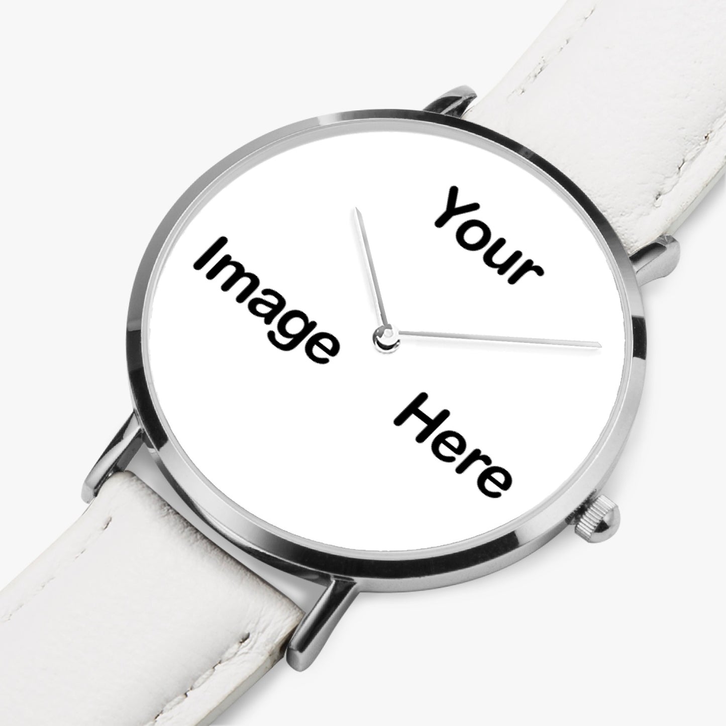 Personalized Photo Hot Selling Ultra-Thin Leather Strap Quartz Watch (Silver)
