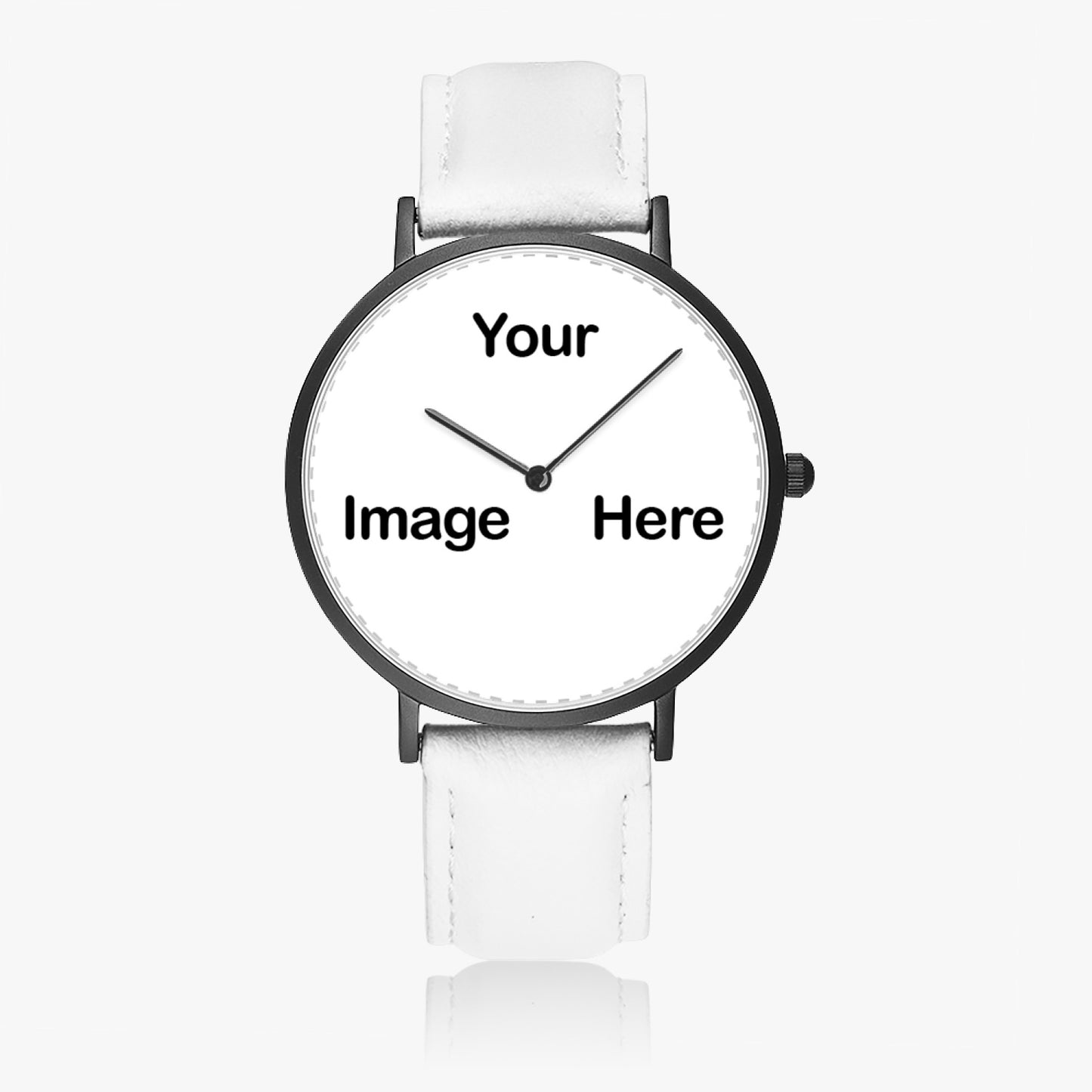 Personalized Photo Hot Selling Ultra-Thin Leather Strap Quartz Watch (Black)