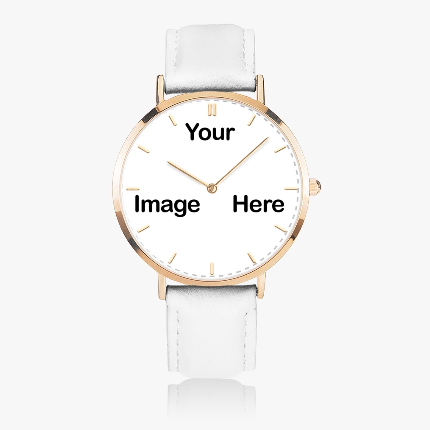 Personalized Photo Hot Selling Ultra-Thin Leather Strap Quartz Watch (Rose Gold With Indicators)
