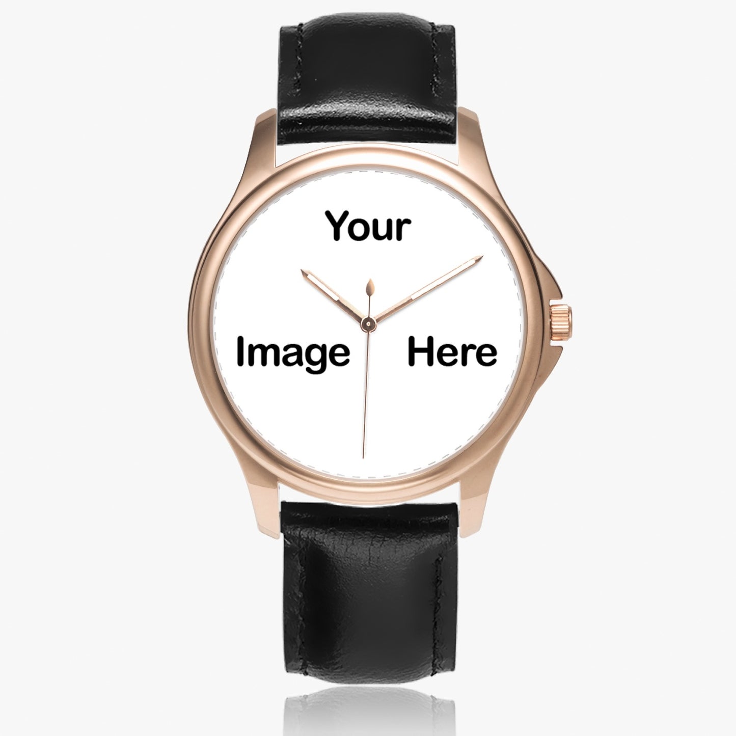 Personalized Photo Stylish Classic Leather Strap Quartz Watch (Rose Gold)