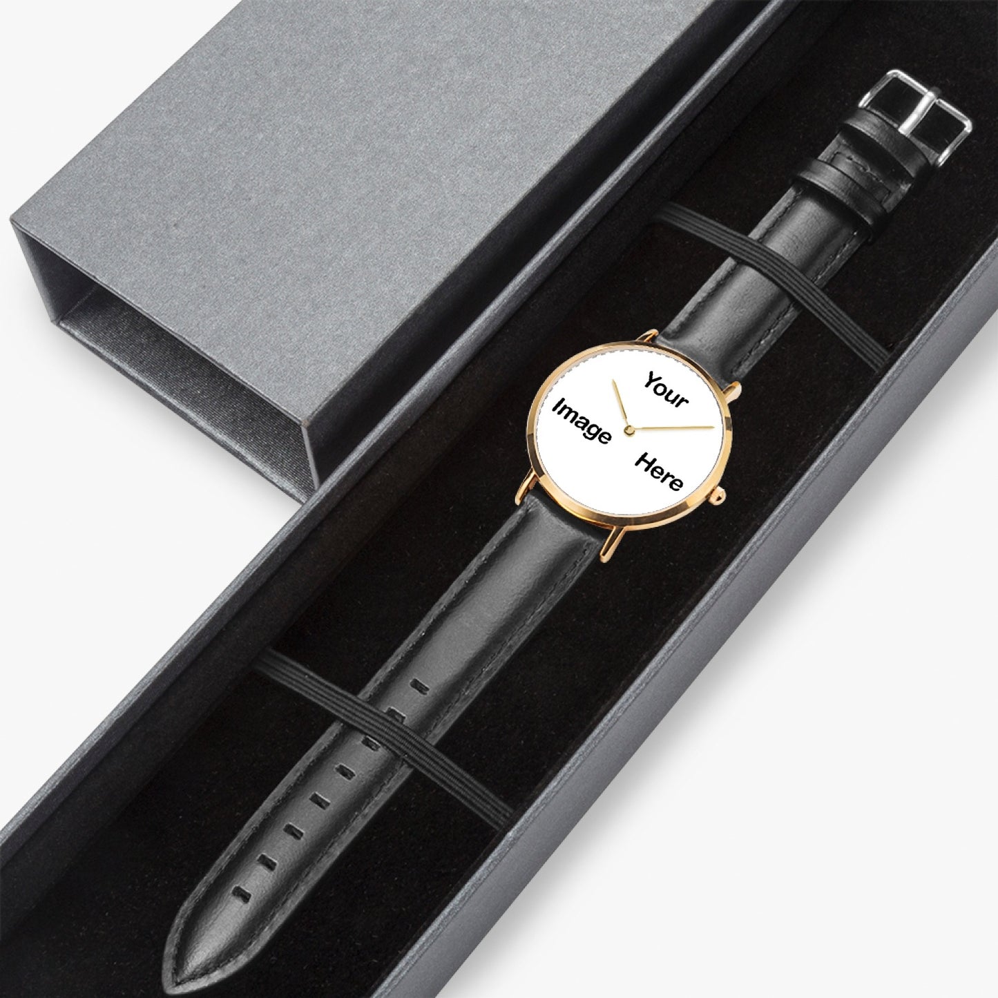 Personalized Photo Hot Selling Ultra-Thin Leather Strap Quartz Watch (Rose Gold)