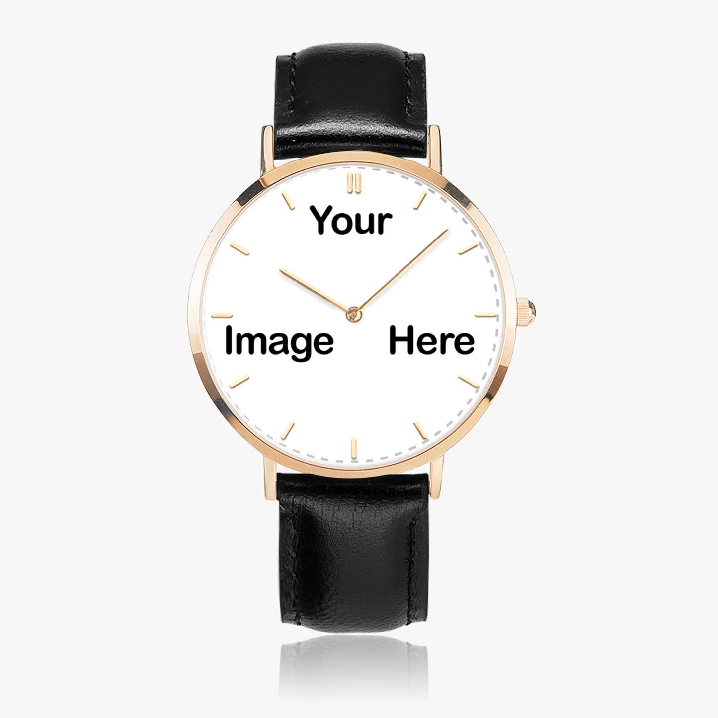 Personalized Photo Hot Selling Ultra-Thin Leather Strap Quartz Watch (Rose Gold With Indicators)