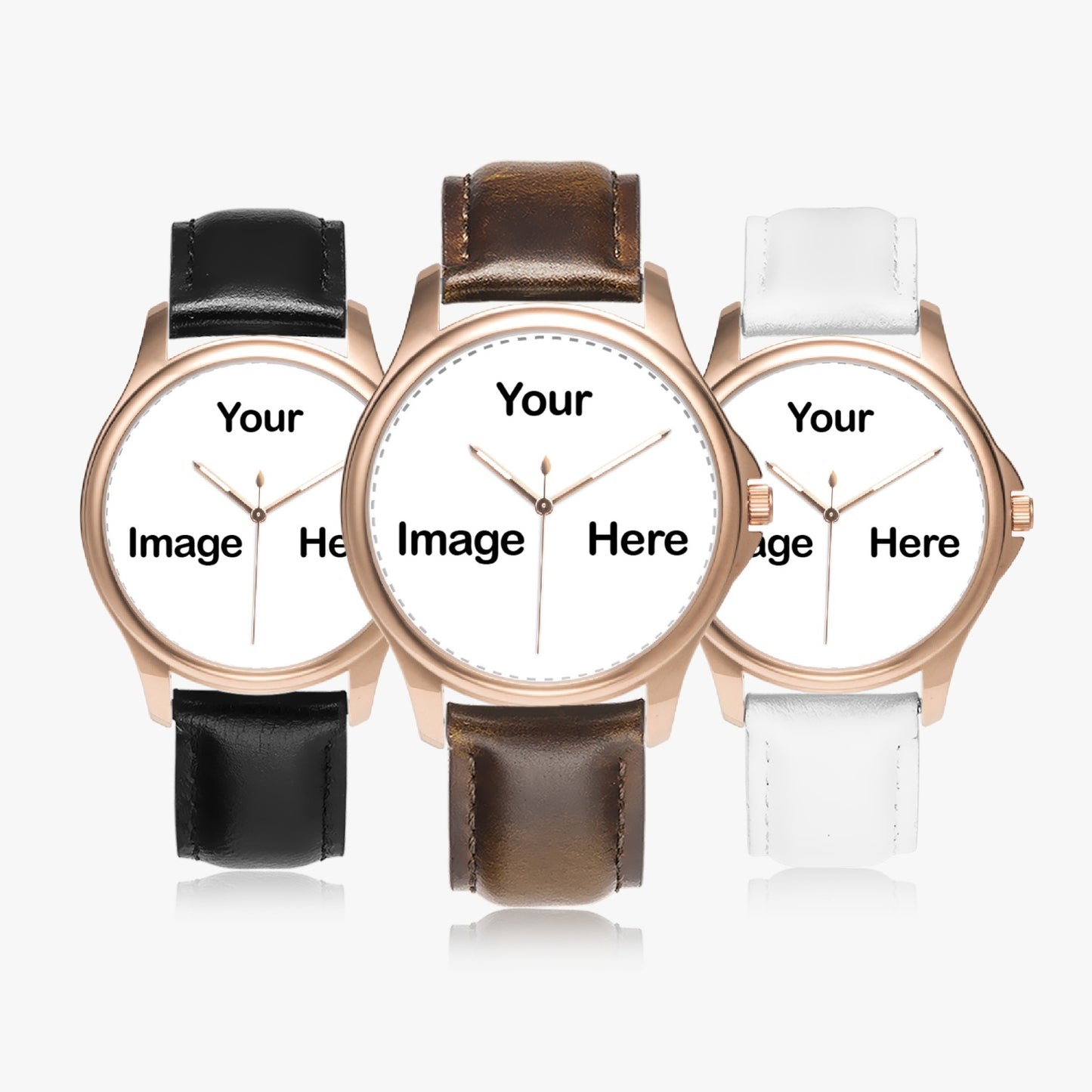 Personalized Photo Stylish Classic Leather Strap Quartz Watch (Rose Gold)