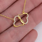 Luxury Real Gold And Diamonds Interlocked Hearts Necklace