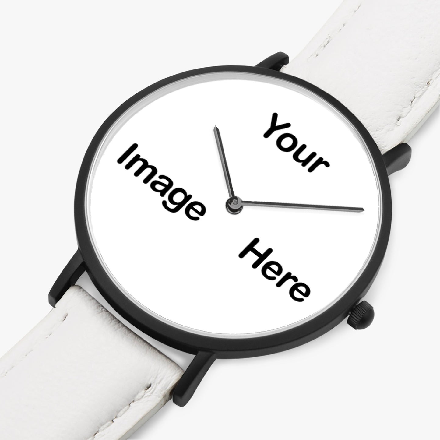 Personalized Photo Hot Selling Ultra-Thin Leather Strap Quartz Watch (Black)