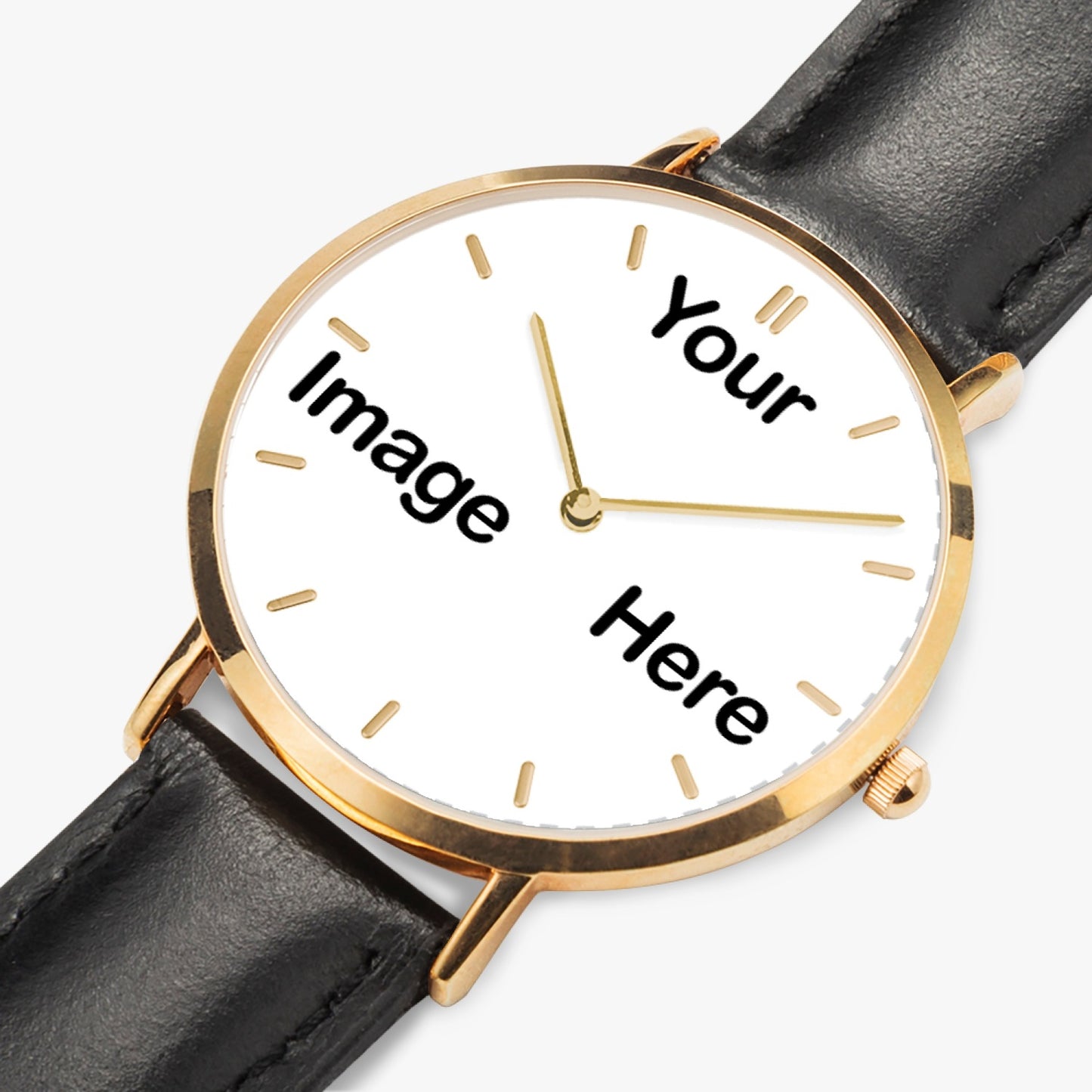 Personalized Photo Hot Selling Ultra-Thin Leather Strap Quartz Watch (Rose Gold With Indicators)