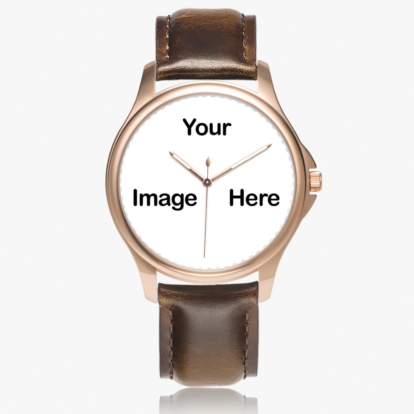Personalized Photo Stylish Classic Leather Strap Quartz Watch (Rose Gold)