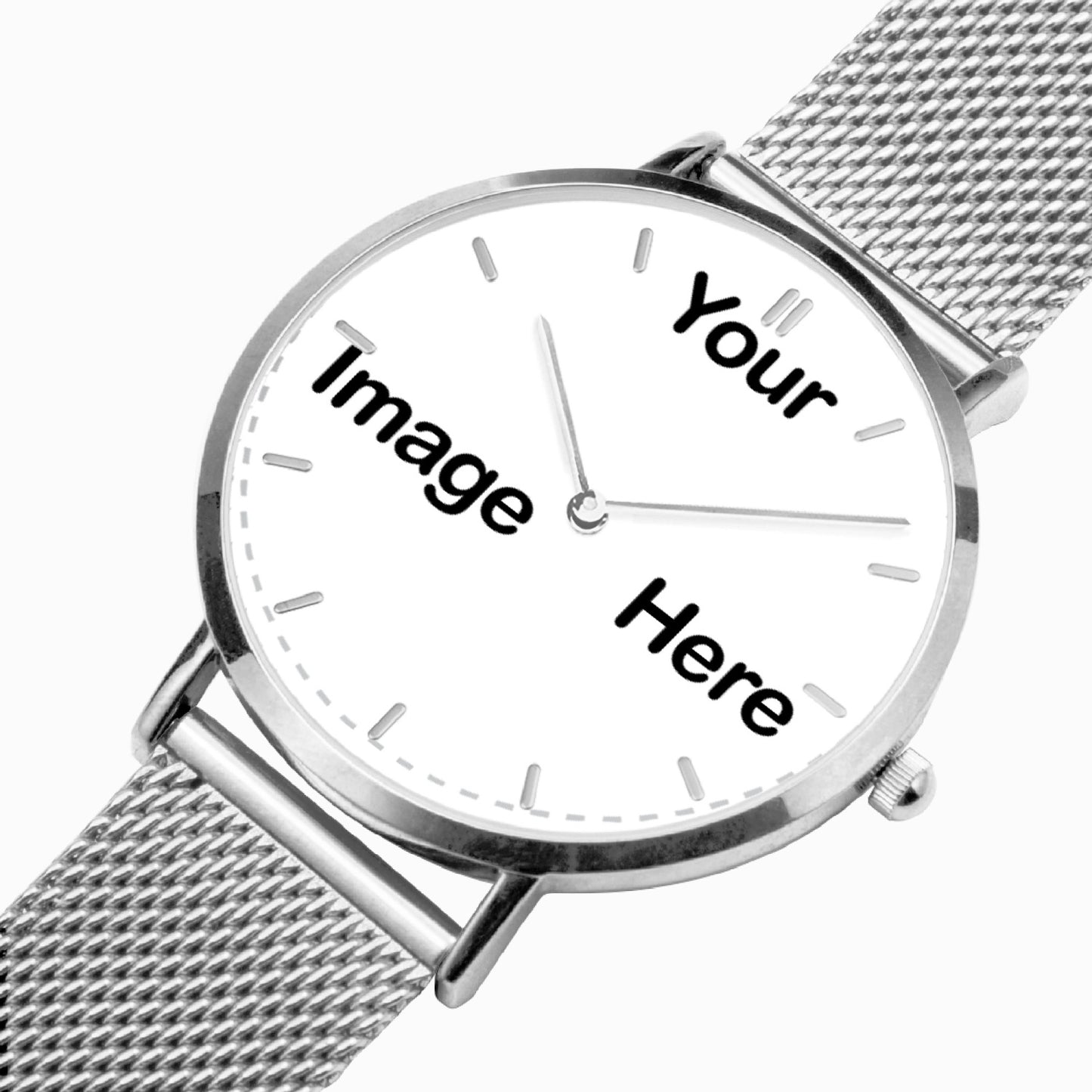 Personalized Photo Hot Selling Ultra-Thin Leather Strap Quartz Watch (Silver With Indicators)