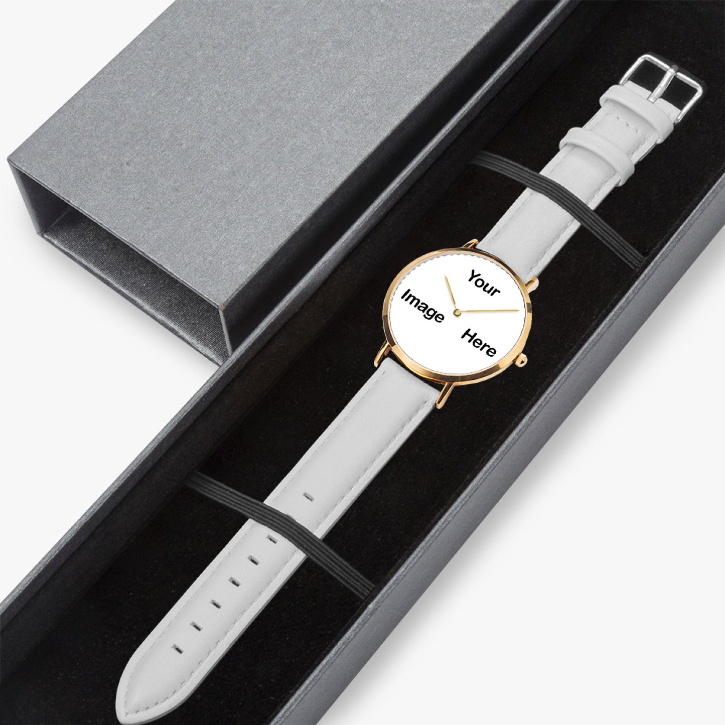 Personalized Photo Hot Selling Ultra-Thin Leather Strap Quartz Watch (Rose Gold)